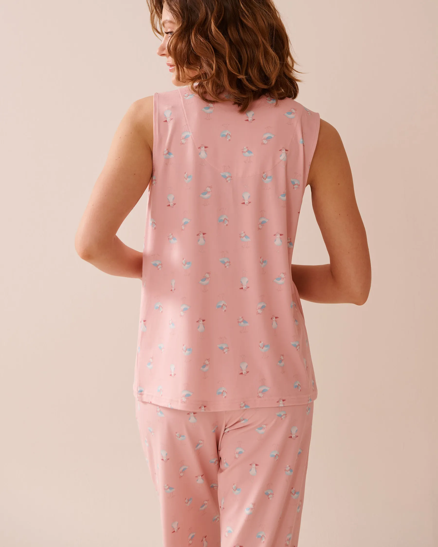 Discount Seagull Print Super Soft Sleeveless Button-down Shirt The Peachy Dream Collection|Tops