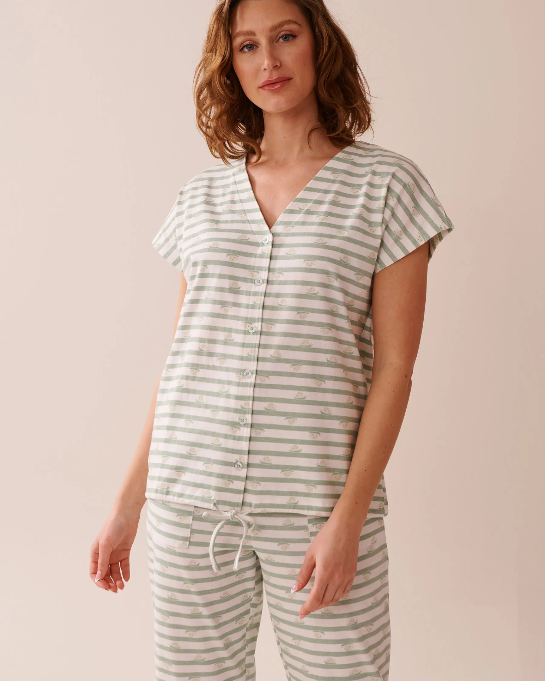 Snail Print Cotton T-shirt Cotton Pajamas|Tops