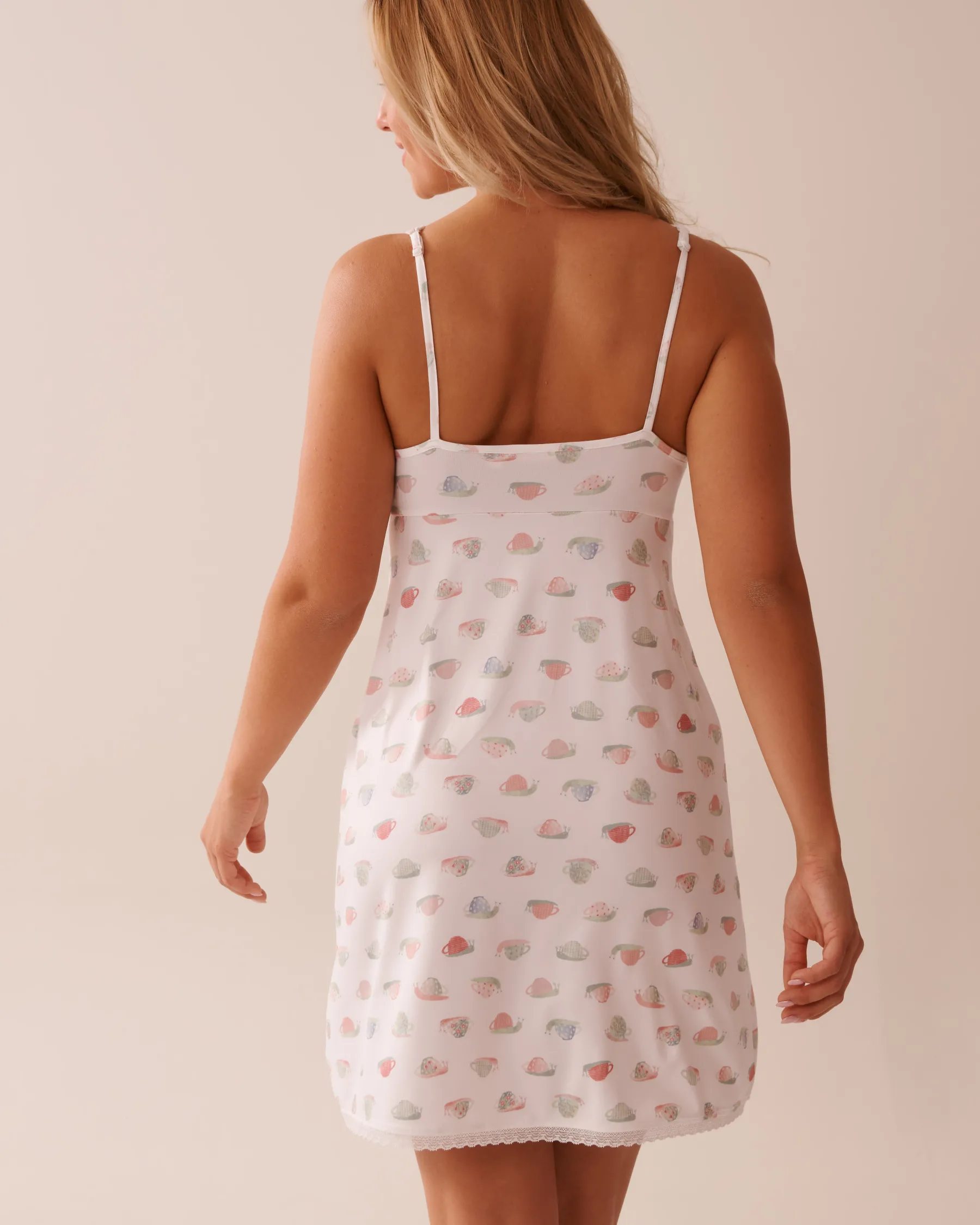 Clearance Snail Print Lace Trim Super Soft Nightie The Peachy Dream Collection|Nightshirts