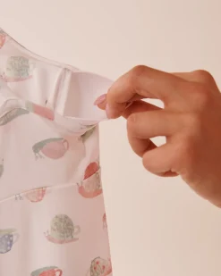 Clearance Snail Print Lace Trim Super Soft Nightie The Peachy Dream Collection|Nightshirts