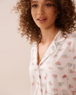 Best Snail Print Super Soft Button-down Shirt The Peachy Dream Collection|Tops