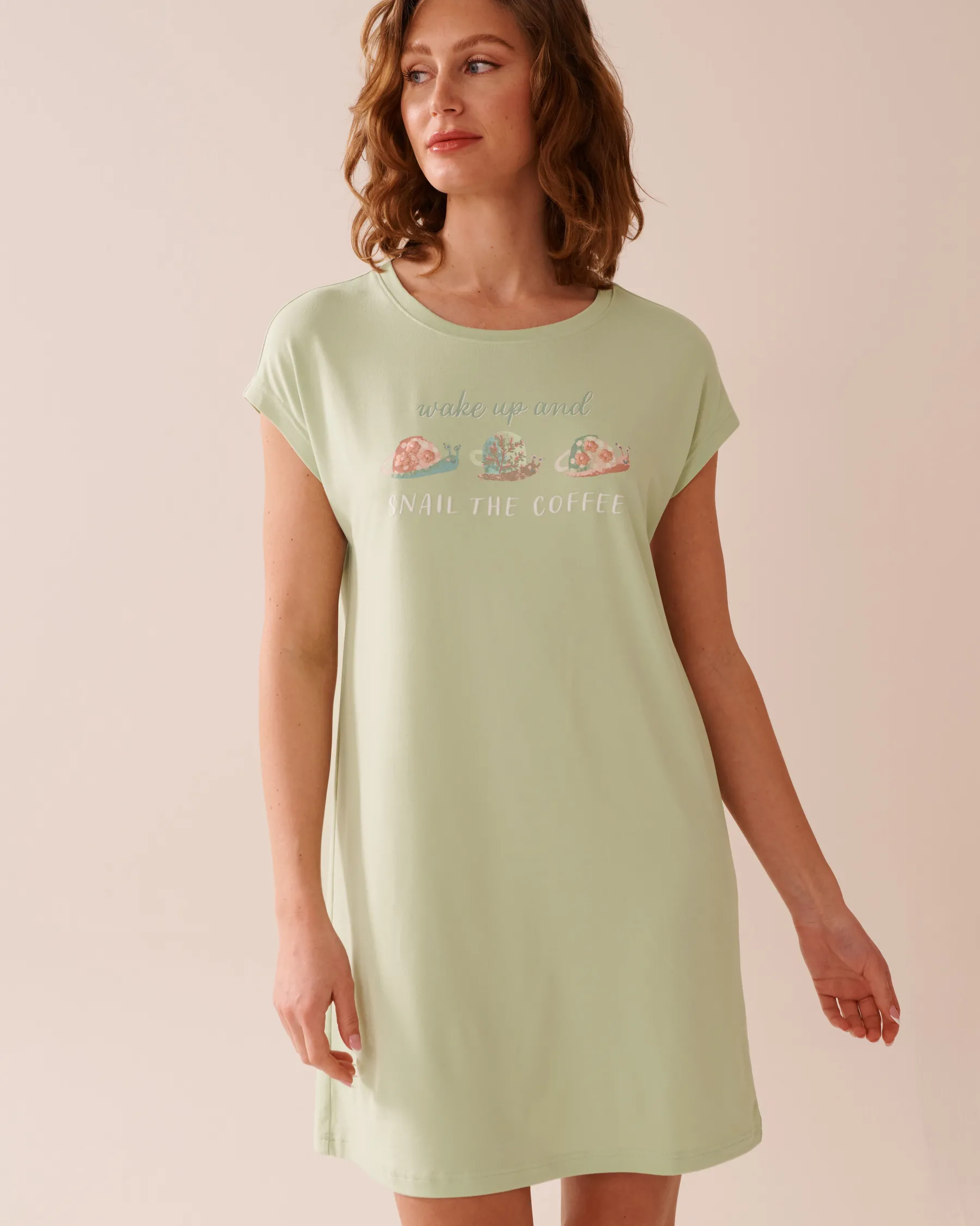 Hot Snail Print Super Soft Sleepshirt The Peachy Dream Collection|Nightshirts