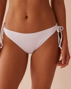 Best SOLID Ribbed Side Tie Brazilian Bikini Bottom Always So Chic|Texture Play