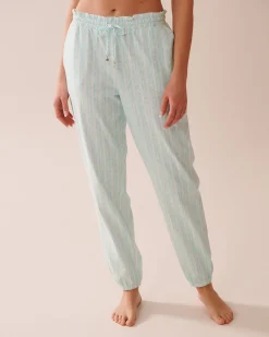 Best Stripe Print Cotton Jogger Pajama Pants Cotton Pajamas|Bottoms