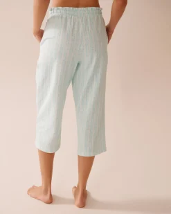 Hot Stripe Print Cotton Pajama Capris Cotton Pajamas|Bottoms