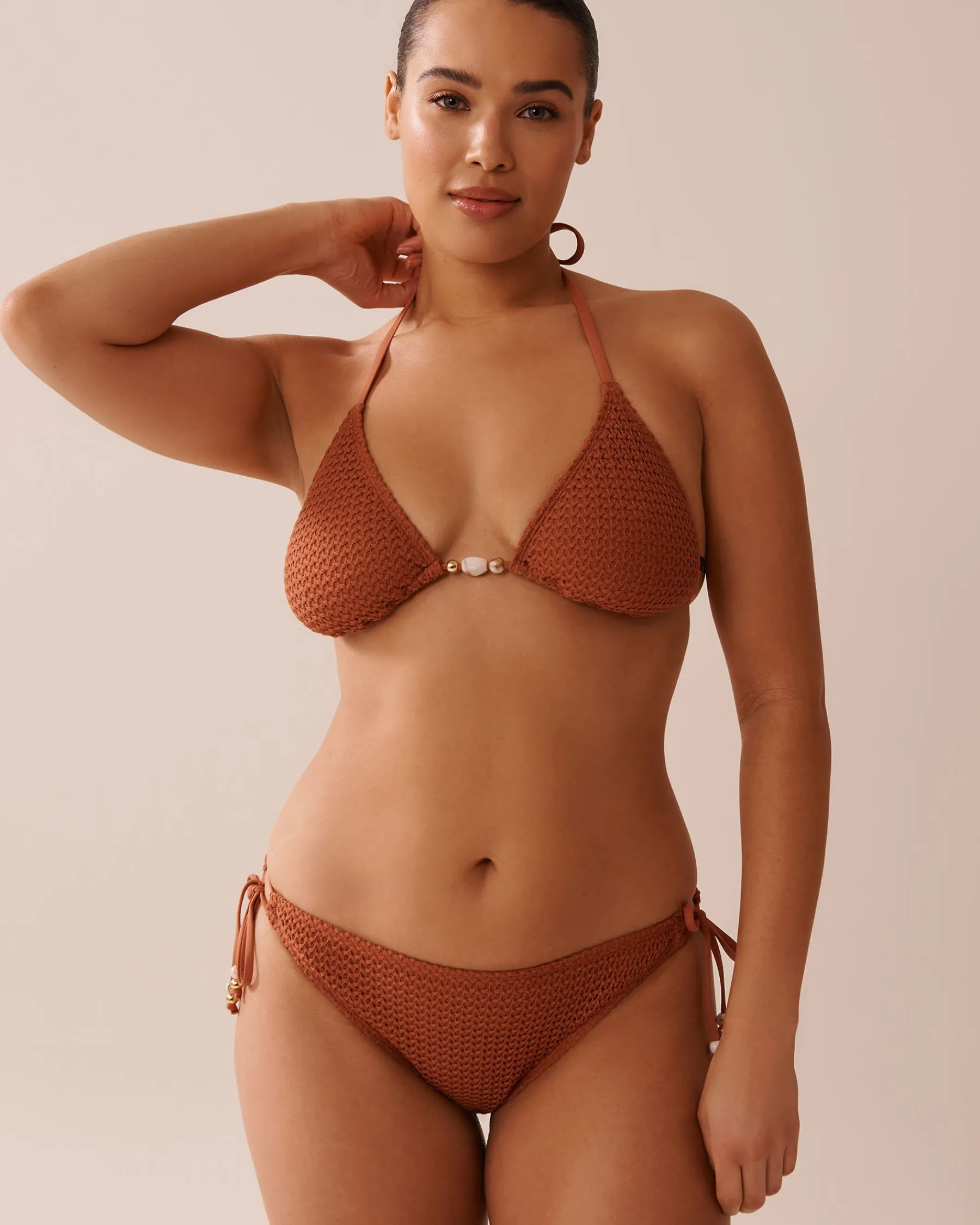 Outlet Crochet Side Tie Brazilian Bikini Bottom Texture Play|On Neutral Ground