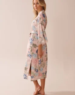 Discount Watercolor Flower Print Super Soft Kimono The Peachy Dream Collection
