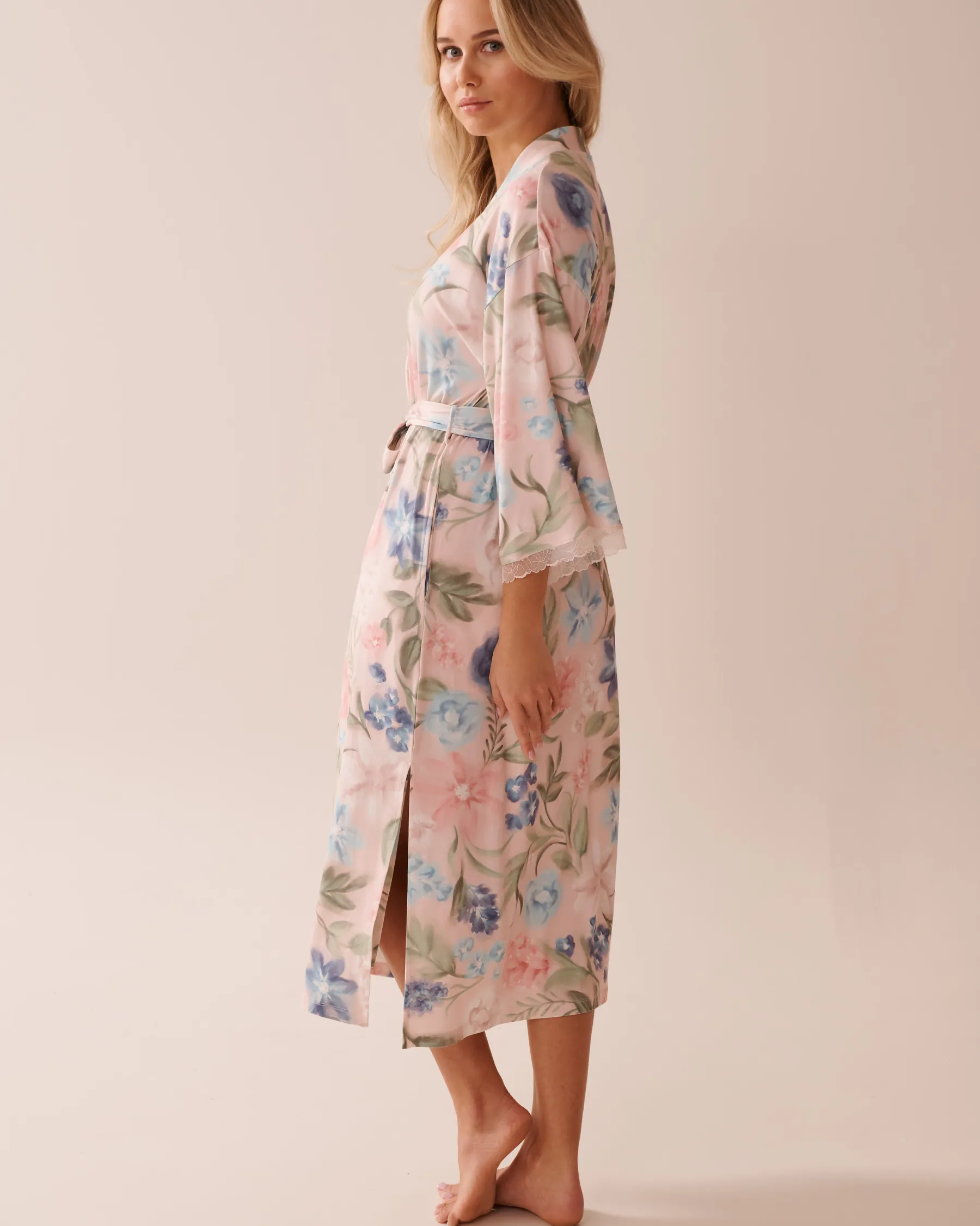 Discount Watercolor Flower Print Super Soft Kimono The Peachy Dream Collection