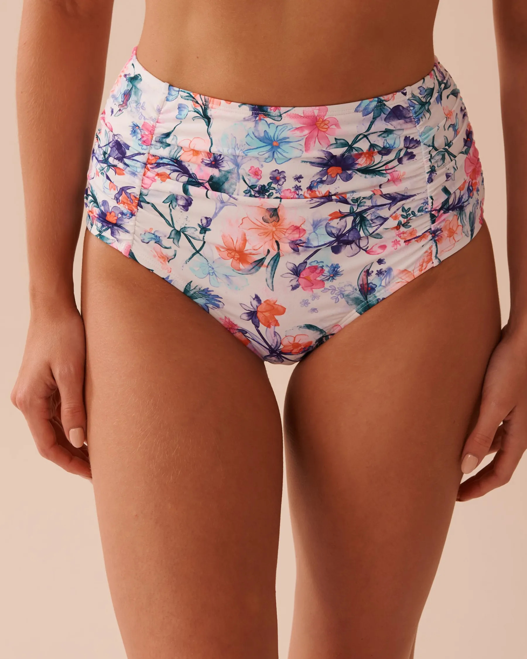 Outlet WATERCOLOR Shirred High Waist Bikini Bottom Bottoms